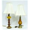 Image 1 : 2 RETRO AMBER GLASS BASE TABLE LAMPS