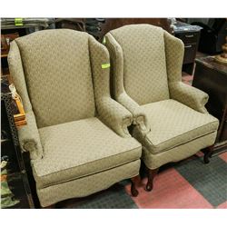 LOT OF 2 WINGBACK PARLOUR ROOM ARM CHAIRS.