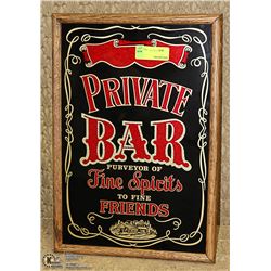 VINTAGE OAK FRAMED PRIVATE BAR SIGNED