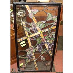 LEADED STAINED GLASS WINDOW 42" X20"