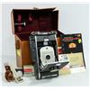 Image 1 : ANTIQUE 1957 POLAROID CAMERA INCLUDES CASE, FLASH,