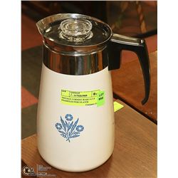 VINTAGE CORNING WARE 9 CUP ENAMELED PERCOLATOR
