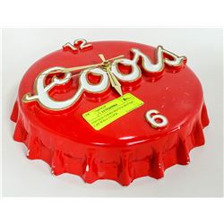 VINTAGE COORS BOTTLE BOTTLE CAP WALL CLOCK