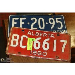 2 ALBERTA LICENSE PLATES - 1960, 1964