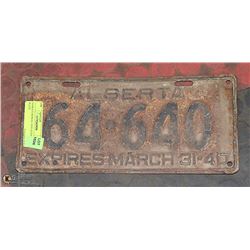ANTIQUE SASKATCHEWAN 1939 LICENSE PLATE