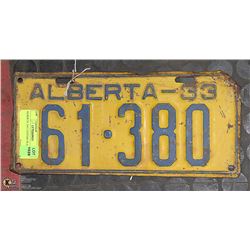 ANTIQUE ALBERTA 1933 LICENSE PLATE