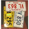 Image 1 : 3  ALBERTA LICENSE PLATES - 1956, 1957, 1958