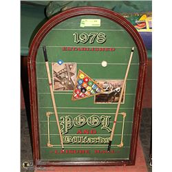 POOLS AND BILLIARDS WALL HANGING PLAQUE