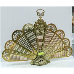 BRASS FOLDING FIRE SCREEN - TURN OF THE CENTURY