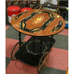 TEA CHART - BURLED WALNUT WITH BLACK INLAID