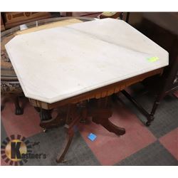 MARBLE TOP EASTLAKE PARLOR TABLE 30" TALL.