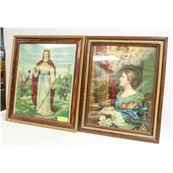 PAIR OF ANTIQUE RELIGIOUS PICTURES EA 22" X 18"