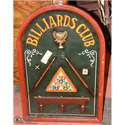 BILLIARDS CLUB WALL HANGING PLAQUE