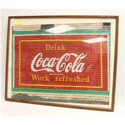 COCA COLA FRAMED POSTER 29" X 23"