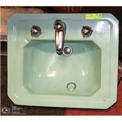 TURQUOISE PORCELAIN SINK WITH 2 CHROME LEGS