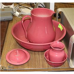 PINK CERAMIC WASHBOWL SET