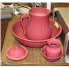 Image 1 : PINK CERAMIC WASHBOWL SET