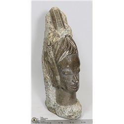 STONE CARVED BUST AFRICAN PRINCESS