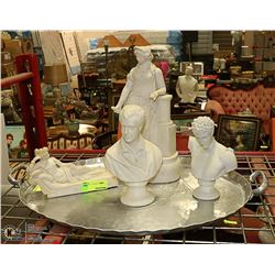 LARGE CARVED STYLE METAL TRAY WITH 4 ITALIAN