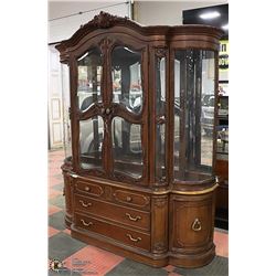 WALNUT CHINA CABINET "NO SHELVES"