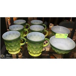 FIRE KING DIAMONDCUT MUGS AND BOWLS
