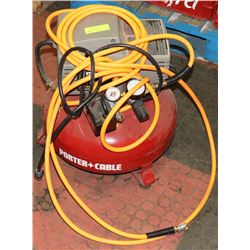 PORTER CABLE 2HP COMPRESSOR WITH ATTACHEMENTS