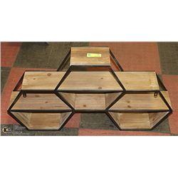WOOD AND METAL WALL HANGING SHELF