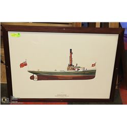 LARGE PICTURE OF "S.S, PUKE" 36" X 26' FRAMED AND