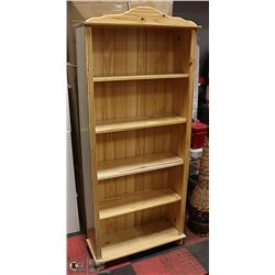 5 SHELF PINE SHELVING UNIT 73" TALL.