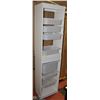 Image 1 : LOT OF 2 WHITE SHELVES WITH PLASTIC BIN STORAGE