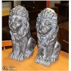 Image 1 : TWO GARDEN /PATIO LION STATUES 20 X10 IN