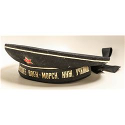 RUSSIAN SAILORS  HAT WITH ENGRAVING AND RED STAR