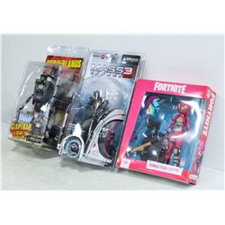 LOT OF THREE VIDEO GAME ACTION FIGURES INC