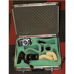 PHOTOGRAPHERS CASE WITH PENTAX AND CHINON 35MM