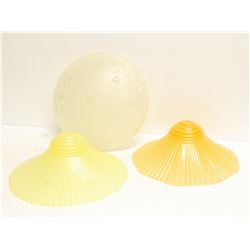 LOT OF 3 VINTAGE GLASS LAMP SHADES