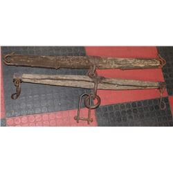 PAIR OF ANTIQUE WOOD / METAL HORSE YOKES