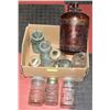 Image 1 : LARGE BROWN GLASS JUG AND BOX OF VARIOUS SIZE JARS