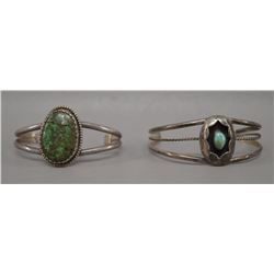 TWO NATIVE AMERICAN NAVAJO SILVER BRACELETS