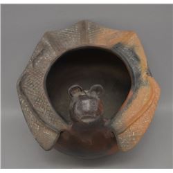 NATIVE AMERICAN CHEROKEE POTTERY EFFIGY BOWL BY BERNADINE GEORGE