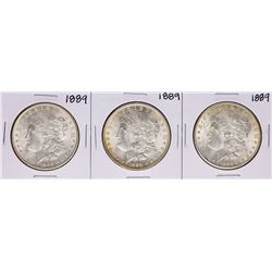 Lot of (3) 1889 $1 Morgan Silver Dollar Coins