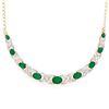 Image 1 : Plated 18KT Yellow Gold 4.05ctw Green Agate and Diamond Pendant with Chain