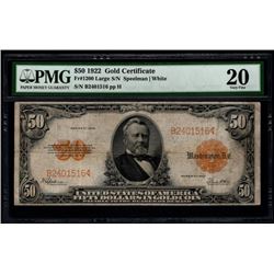 1922 $50 Gold Certificate PMG 20