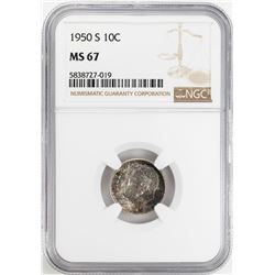 1950-S Roosevelt Dime Coin NGC MS67