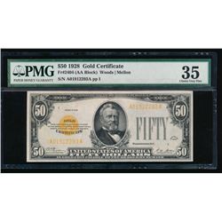 1928 $50 Gold Certificate PMG 35
