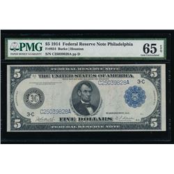 1914 $5 Philadelphia Federal Reserve Bank Note PMG 65EPQ