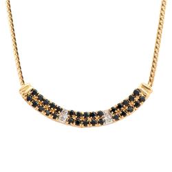 Plated 18KT Yellow Gold 2.25ctw Black Sapphire and Diamond Pendant with Chain