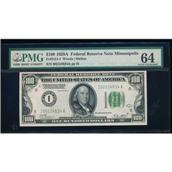 1928A $100 Minneapolis Federal Reserve Note PMG 64