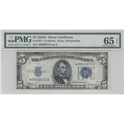1934A $5 Silver Certificate STAR Note PMG 65EPQ