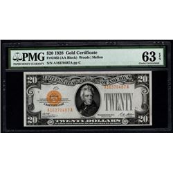 1928 $20 Gold Certificate PMG 63EPQ
