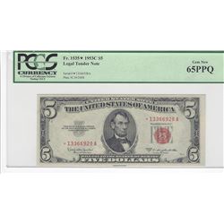 1953C $5 Legal Tender STAR Note PCGS 65PPQ